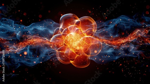 Hydrogen Particle. Hydrogen Atom's Atomic Structure, Electron Moving in Orbital Path.