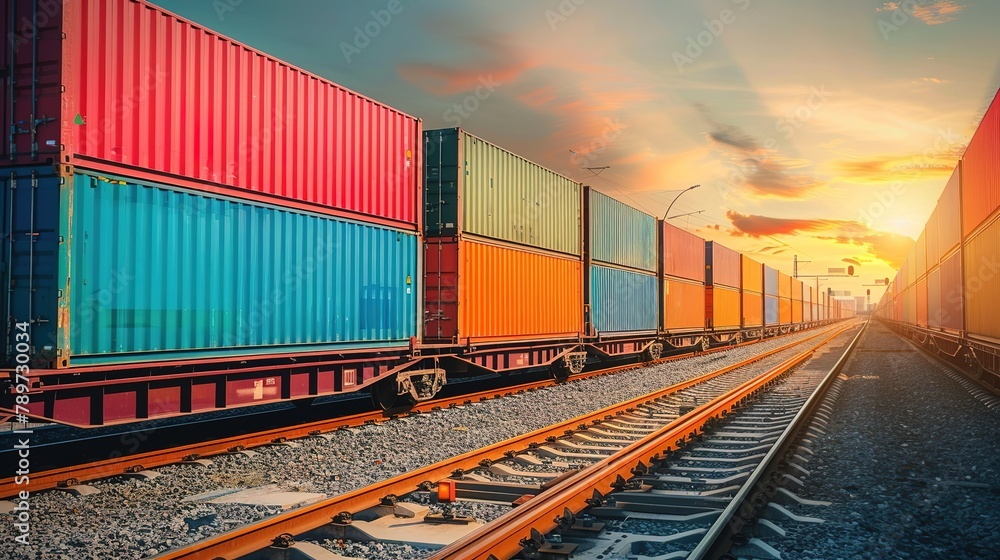 Obraz premium logistic trains with containers