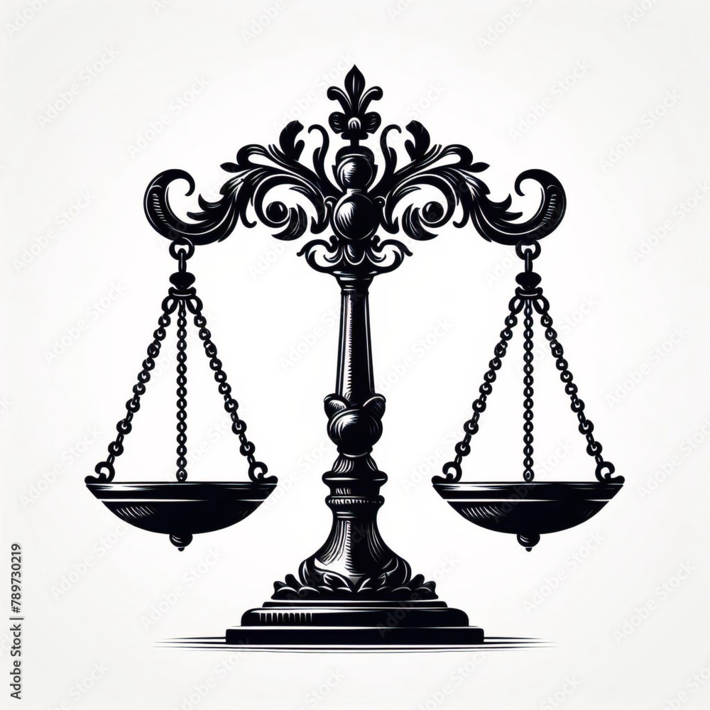 Simple classic justice balance scales silhouette. Justice scales line icon. Judgement scale sign. Legal law symbol. Quality design element. Editable stroke. Simple classic justice balance scales silhouette. Justice scales line icon. Judgement scale sign. Legal law symbol. Quality design element. Editable stroke.