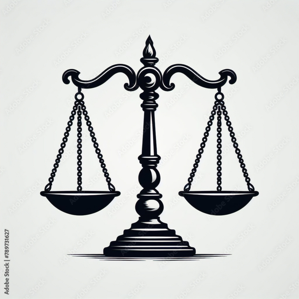 Simple classic justice balance scales silhouette. Justice scales line icon. Judgement scale sign. Legal law symbol. Quality design element. Editable stroke. Simple classic justice balance scales silhouette. Justice scales line icon. Judgement scale sign. Legal law symbol. Quality design element. Editable stroke.