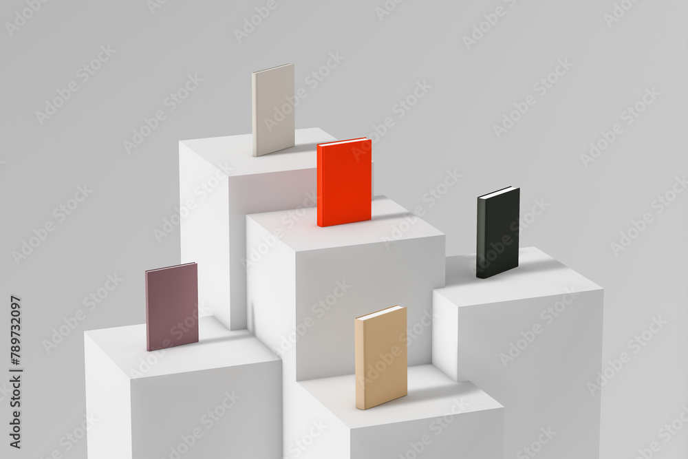 Modern Book Display on White Shelves Modern Book Display on White Shelves