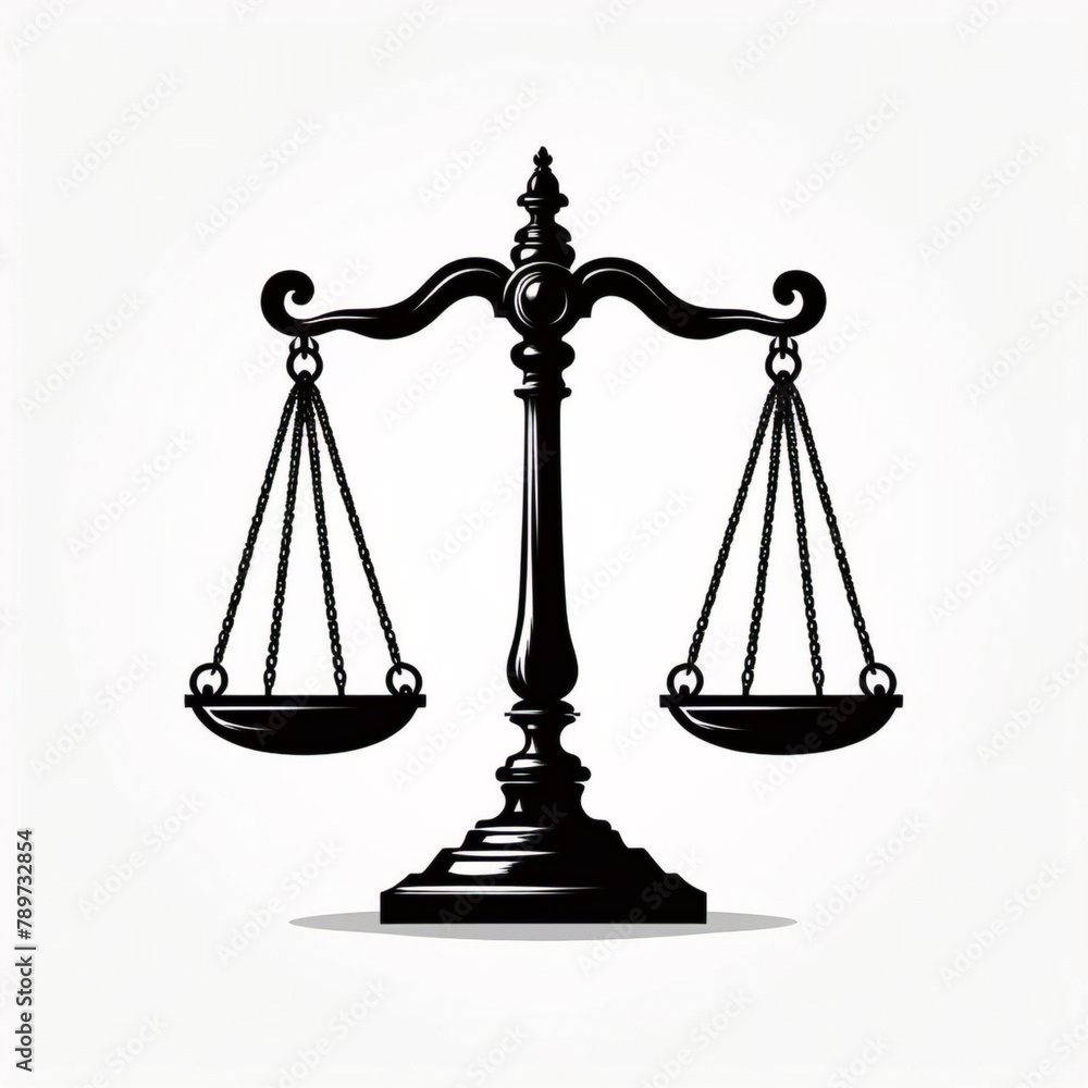 Simple classic justice balance scales silhouette. Justice scales line icon. Judgement scale sign. Legal law symbol. Quality design element. Editable stroke. Simple classic justice balance scales silhouette. Justice scales line icon. Judgement scale sign. Legal law symbol. Quality design element. Editable stroke.