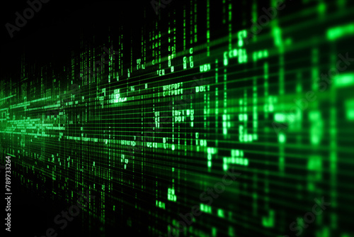 Dynamic Digital Data Stream - Abstract Green Computer Background © Dmitry Rukhlenko