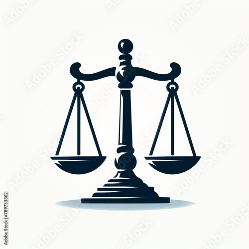 Simple classic justice balance scales silhouette. Justice scales line icon. Judgement scale sign. Legal law symbol. Quality design element. Editable stroke. 