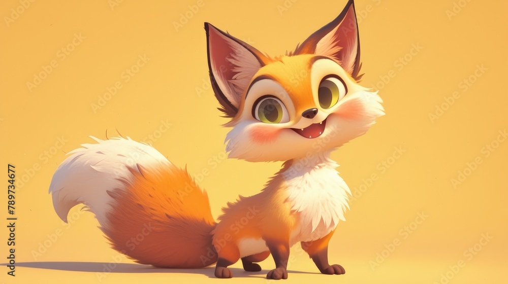 Naklejka premium Adorable Cartoon Character Fox