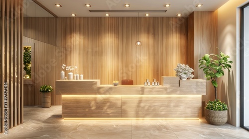 Spa and wellness center with a reception and brochure mock-up © 220 AI Studio