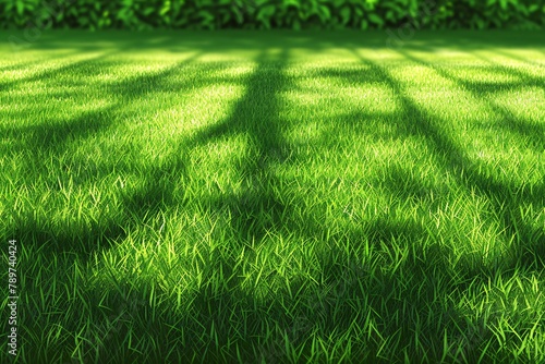 Realistic Lawn Background Depicting Fresh Grass Texture in a Summer Garden Template