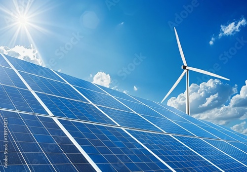 Wind turbine and solar panels  renewable energy