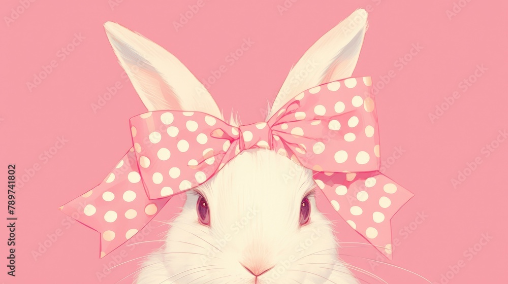 Elevate your style with this adorable Easter bunny headband in sweet shades of pink and white a charming 2d illustration perfect for adding a whimsical touch to your ensemble Ideal for spru