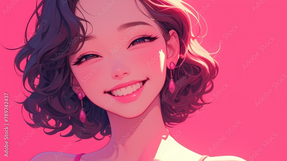 A vibrant portrait capturing the joy of a cheerful blushing girl