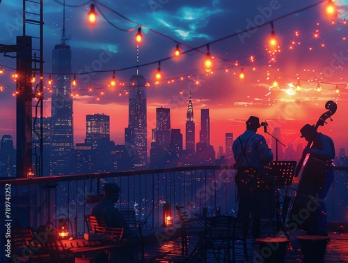 Classic New York City rooftop parties, skyline views and jazz, hidden gems, nights to remembeพ