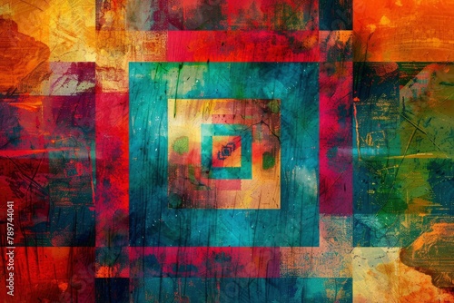 geometric square abstract colorful texture, and background - generative ai