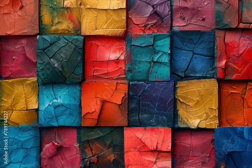 geometric square abstract colorful texture, and background - generative ai