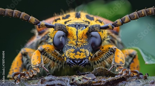 Intricate Macro Shot of Captivating Wood Boring Insect Revealing its Fascinating Details and Complexities photo