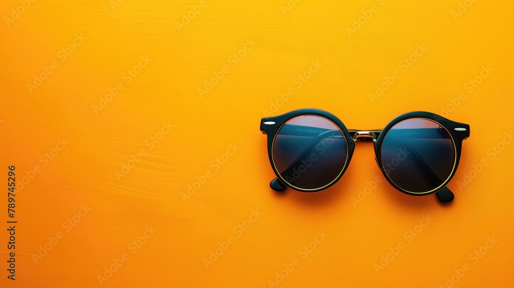 Sunglasses on vibrant orange background Sunglasses on vibrant orange background