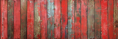 Abstract grunge rustic old red painted colored wooden board wall table floor texture - wood background banner panorama © Boraryn