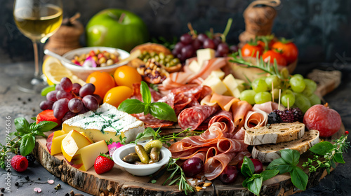 Vibrant Garden-inspired Charcuterie and Cheese Food Platter Display