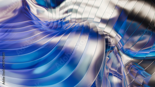 3D render of an abstract holographic wavy cloth photo