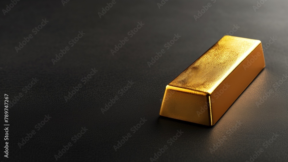 Gold bar on dark textured surface under soft lighting Gold bar on dark textured surface under soft lighting