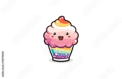 Cute fruit ice dessert Mascot Logo Style 