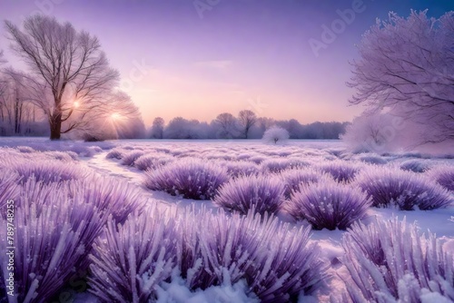  A Captivating Journey through a Snowy Wonderland  Transformed by Icy Elements Unveiling a Breathtaking Spectrum of Purples and Blues  Immortalizing the Enchantment of Winter in Exquisite High-Definit
