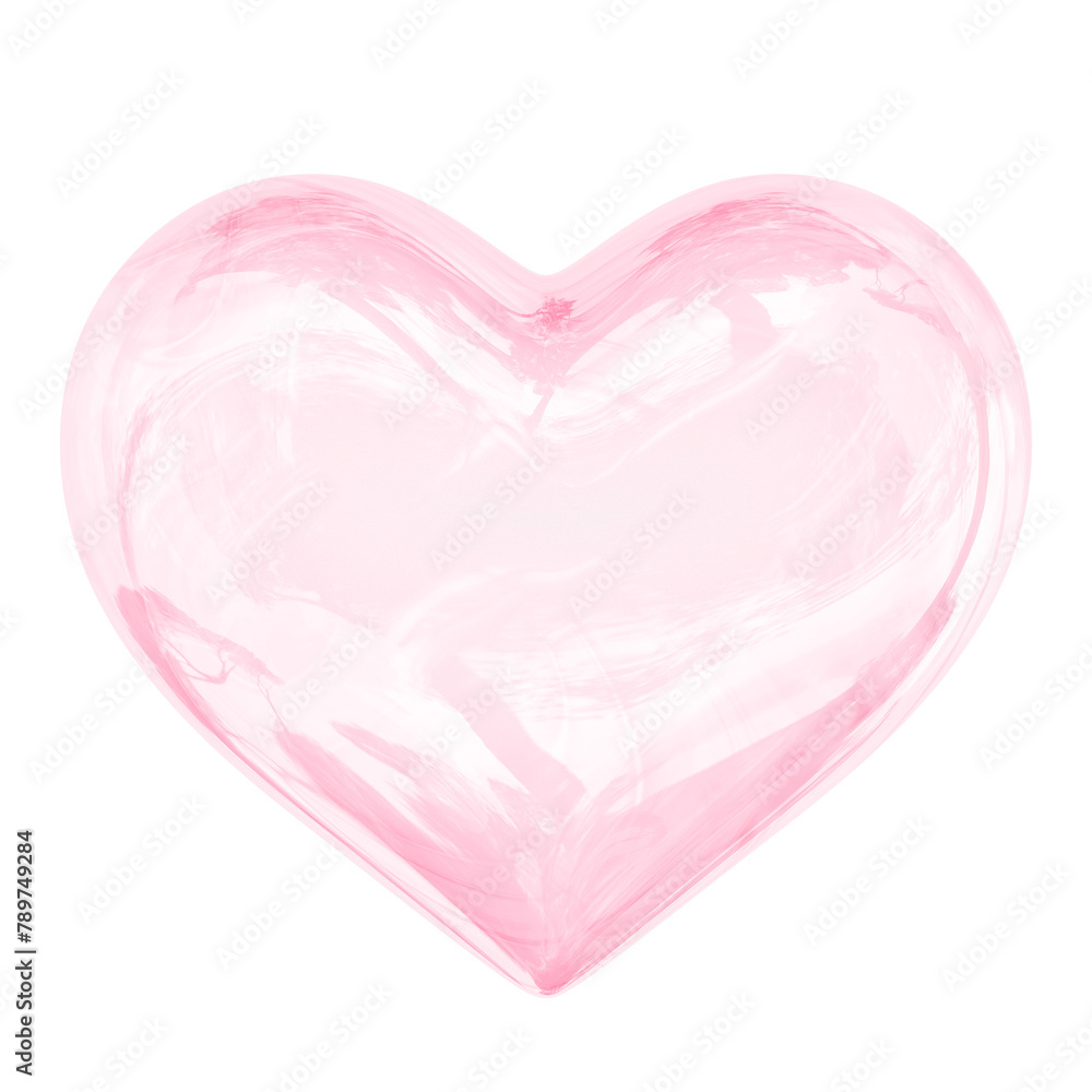 Glossy heart png sticker, 3D rendering, transparent background