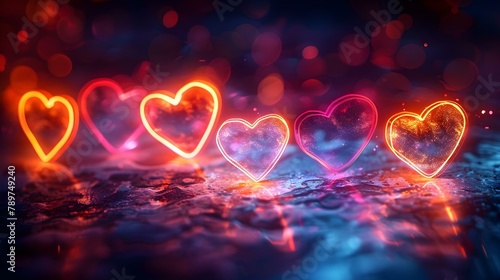 Neon Love Symphony: Valentine's Glow. Concept Neon Lights, Love, Valentine's Day, Symphony Glow, Romance