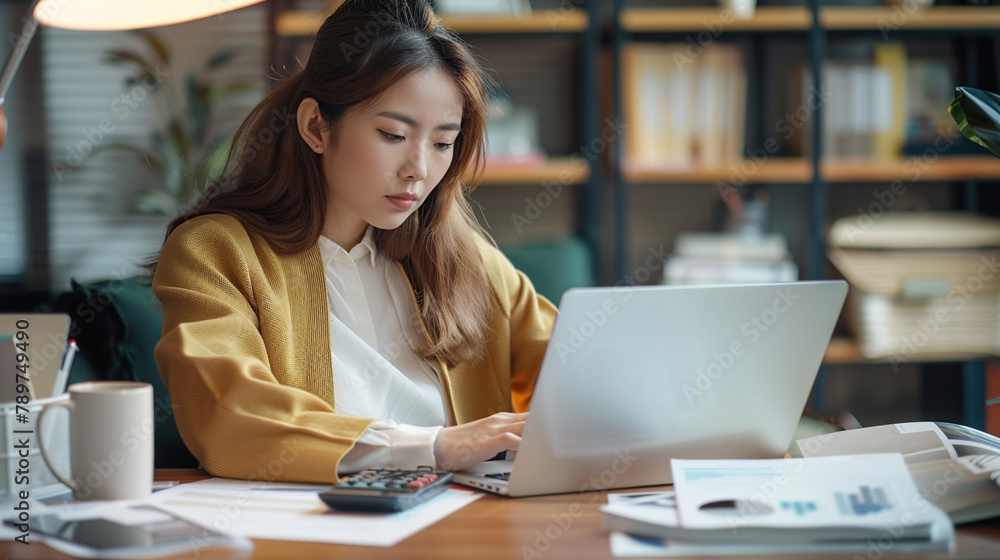 Accountant making financial calculations at thewriting table . Accountant making financial calculations at thewriting table .