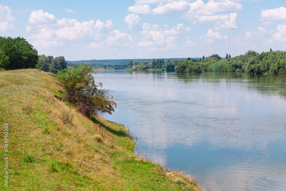 Landscape with River Dniester in Moldova. Riverside scenery in the summer Landscape with River Dniester in Moldova. Riverside scenery in the summer