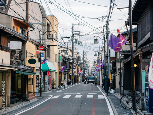 Typical street of a kyoto neighborhood photo