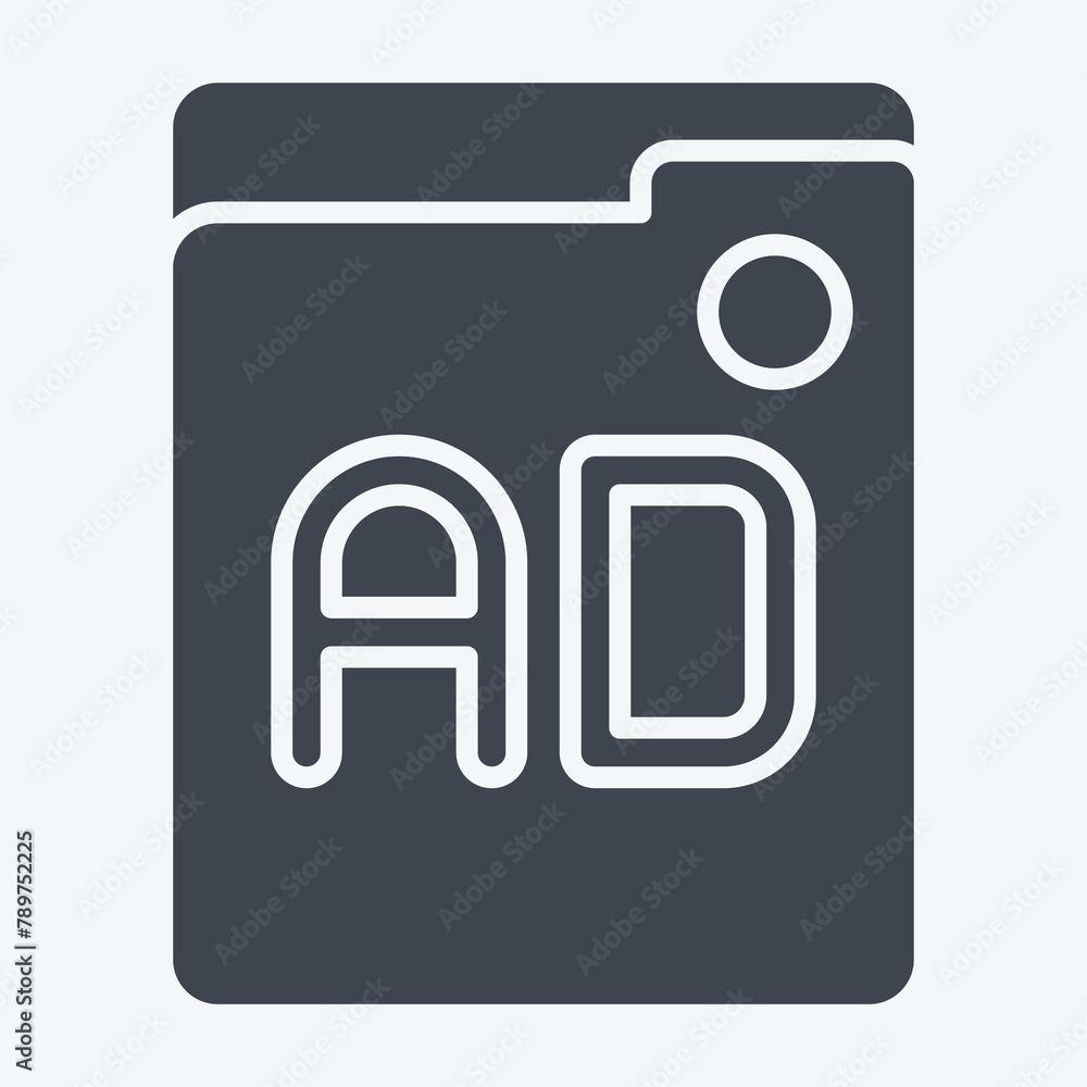 Icon Ads. related to Online Game symbol. glyph style. simple design illustration Icon Ads. related to Online Game symbol. glyph style. simple design illustration