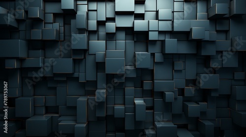 Dark-toned 3D squares unfolding into a minimalist geometric radar display, photo