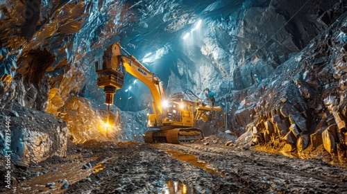 Gold Mine Excavators Delving into the Earths Crust to Uncover Newfound Reserves photo