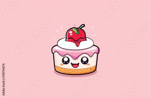 Cute Cup cake Mascot Logo Style 