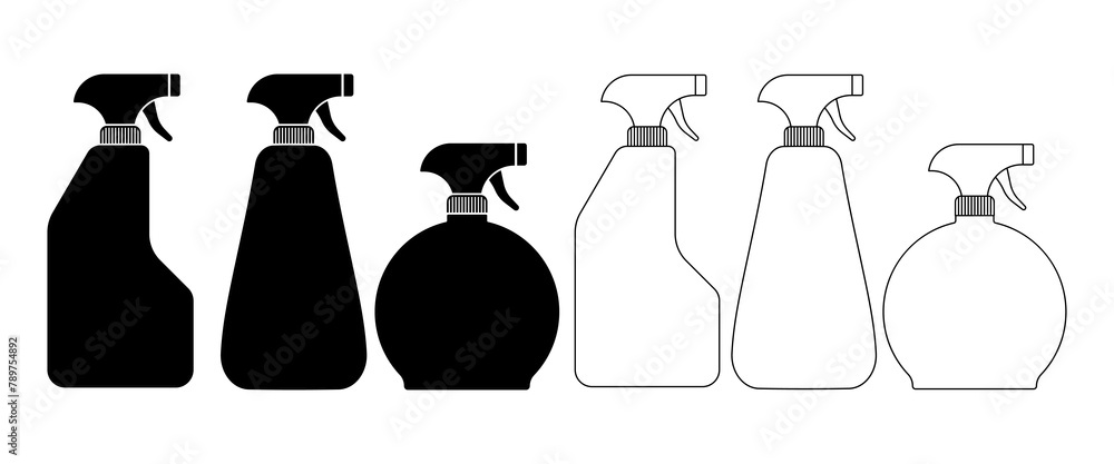 spray bottle flat icon set isolated on white background spray bottle flat icon set isolated on white background