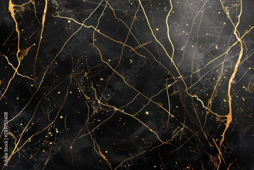 black marble with golden lines 