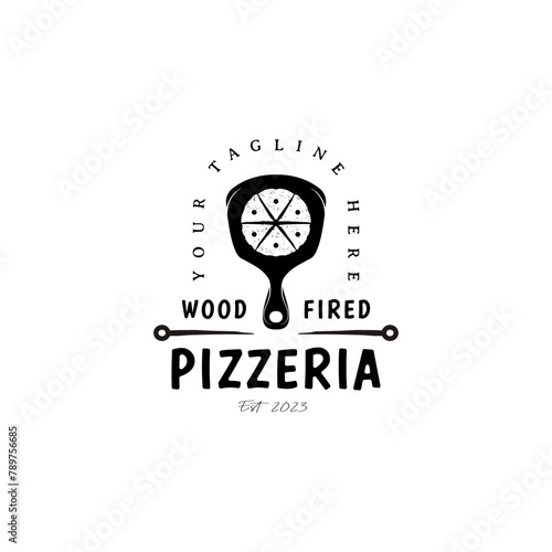 Vintage shovel spatula logo design for pizzeria 2