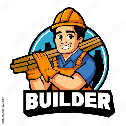 Builder mascot logo vector illustration