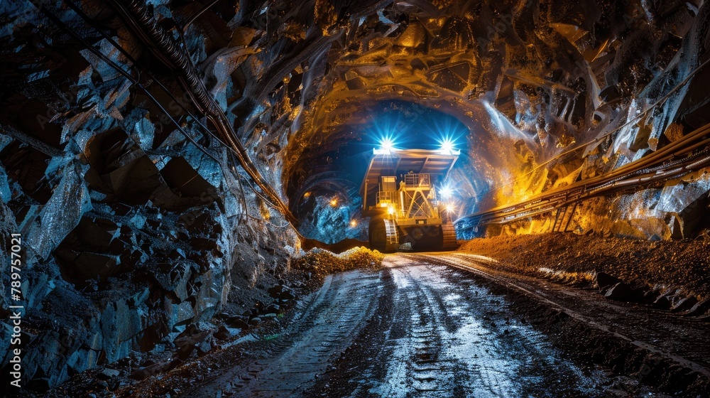 Gold Mine Miners Employ Sustainable Excavation Techniques in Underground Tunnel