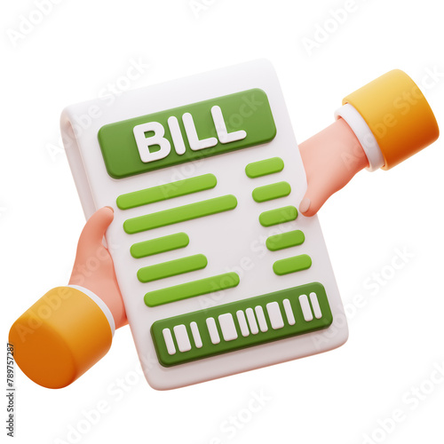 split bill 3d icon illustration