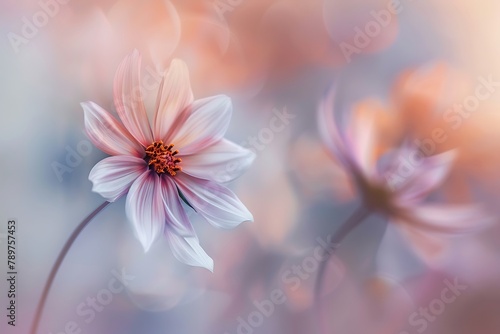 : A dreamy and abstract representation of a flower, with a soft color palette and a blurred background