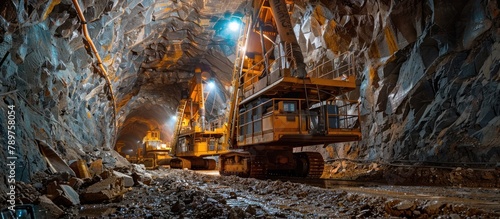 Gold Mine Workers Strengthen Underground Tunnels for Safety and Stability photo