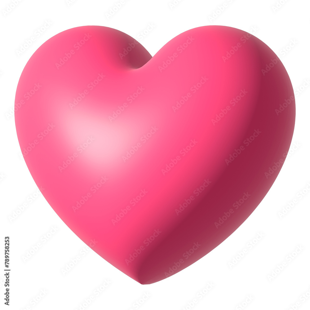 Png pink 3D heart illustration, transparent background
