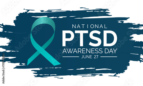 National PTSD Awareness Day in June 27. Its will be raised awareness of posttraumatic stress disorder. Background, poster, card, banner design. Vector EPS 10. photo