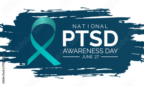 National PTSD Awareness Day in June 27. Its will be raised awareness of posttraumatic stress disorder. Background, poster, card, banner design. Vector EPS 10.