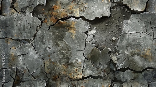 Cracked concrete wall disaster background. Catastrophic decay for intense designs AI Image
