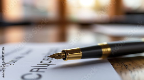 Wallpaper Mural Close-up of signing a contract, the focus on pen and text reflects commitment, concept of agreement and business. Torontodigital.ca