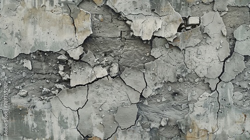 Cracked concrete wall disaster backdrop. Catastrophic decay for authentic designs AI Image