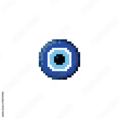 protective blue amulet, evil eye pixel art © Rebeca V.S
