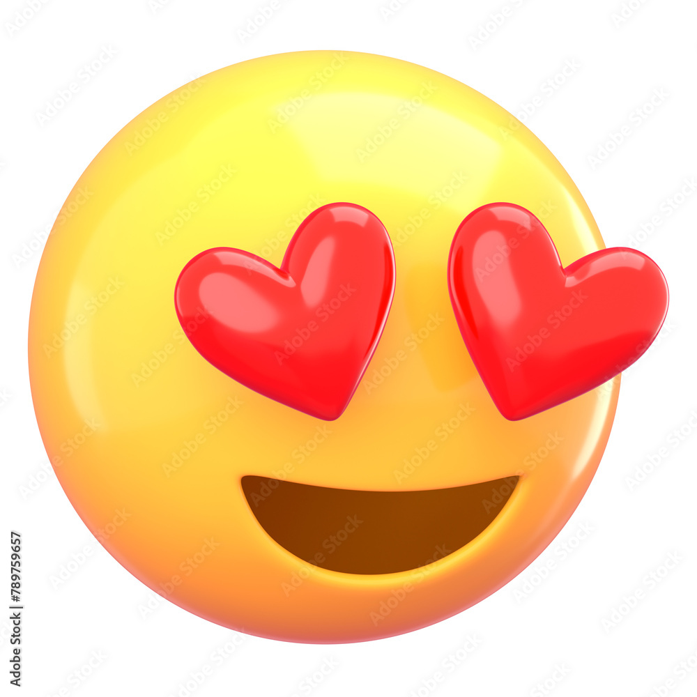3D smiling emoticon png heart-eyes sticker, transparent background 3D smiling emoticon png heart-eyes sticker, transparent background